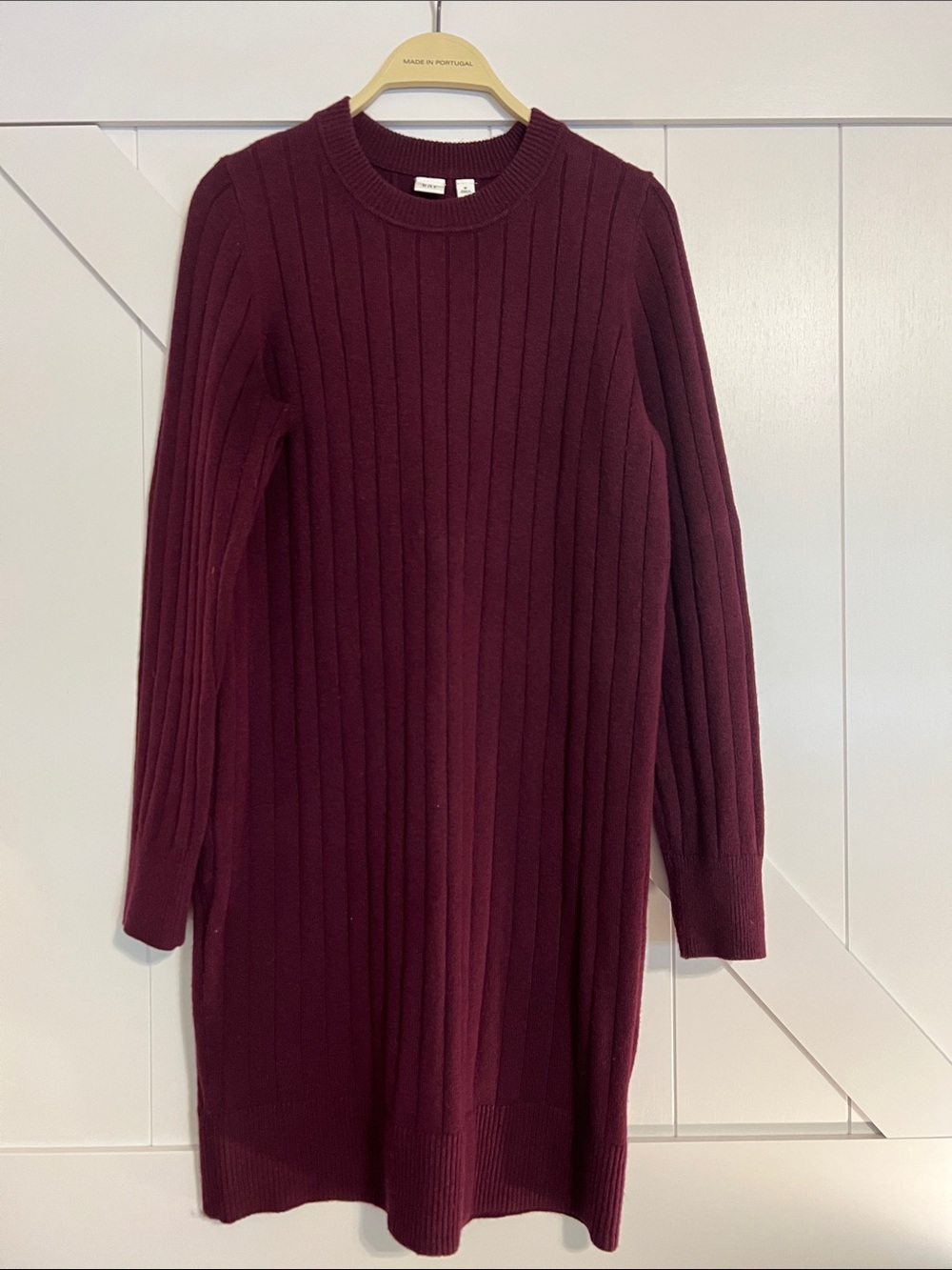 Gap Burgundy Ribbed Sweater Dress Long Sleeve Midi Size Medium
